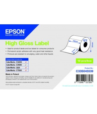 Etiquettes brillantes adhésives 102 x 51mm