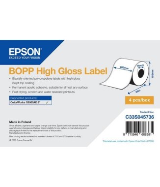Papier brillant adhesif continu  203 mm