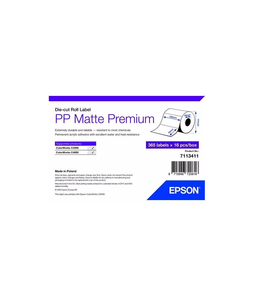Etiquettes mattes adhésives 102 x 76mm