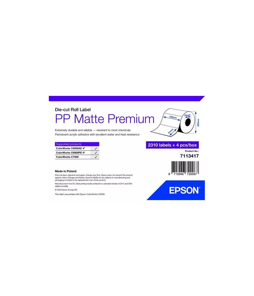 Etiquettes mattes adhésives 102 x 51mm