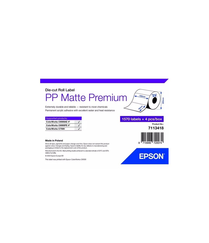 Etiquettes mattes adhésives 102 x 76mm