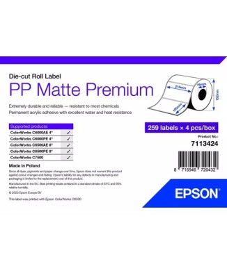 Rouleau d'étiquettes PP (polypropylène synthétique) premium mat 210x105 mm Epson ColorWorks 7113424