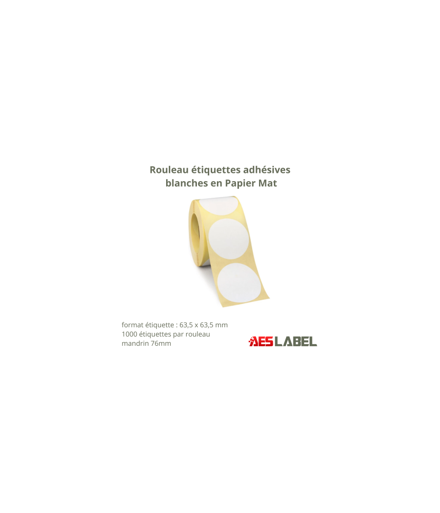Etiquettes Mat Papier adhésives ronde 63,5mm