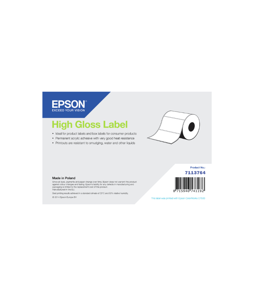 Rouleau papier brillant adhésif continu 203mm x 60m Epson ColorWorks 7113764