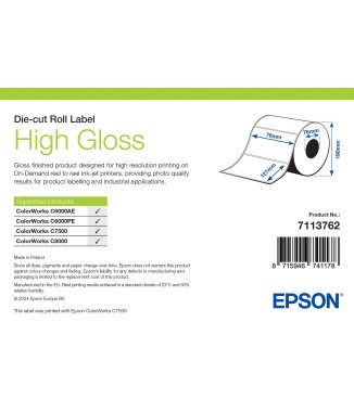 Rouleau 194 étiquettes brillantes format A4 210x297mm Epson ColorWorks 7113763