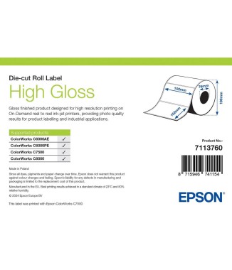 Rouleau 800 étiquettes brillantes 102x152mm Epson ColorWorks 7113760